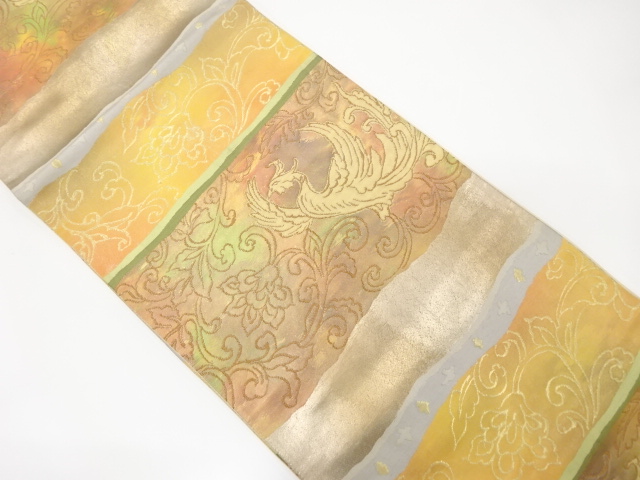 JAPANESE KIMONO / ANTIQUE FUKURO OBI / SILK / WOVEN CHINESE FLOWER